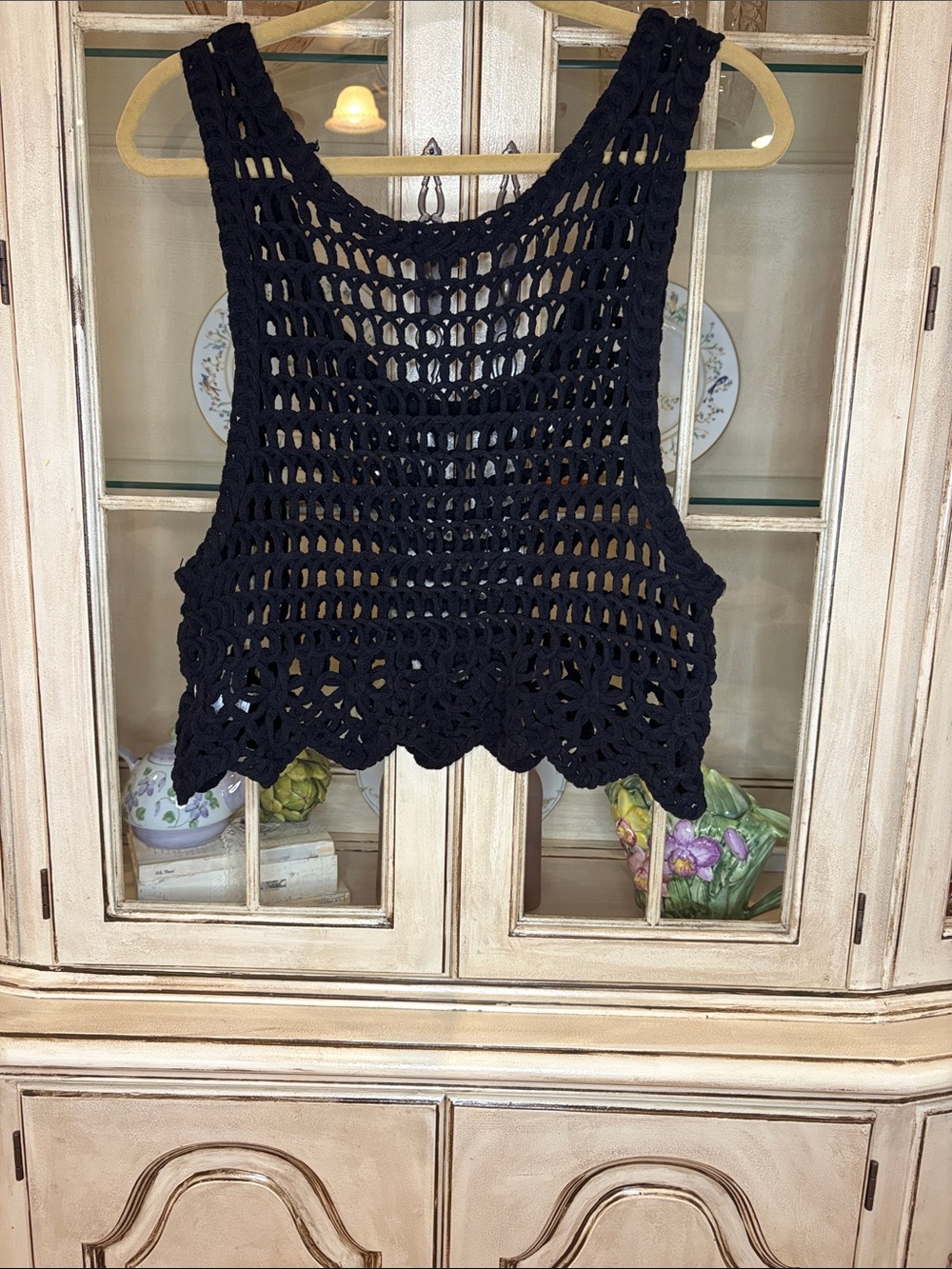 Lulu's Black Crochet Crop Tank - Picture 7 of 14